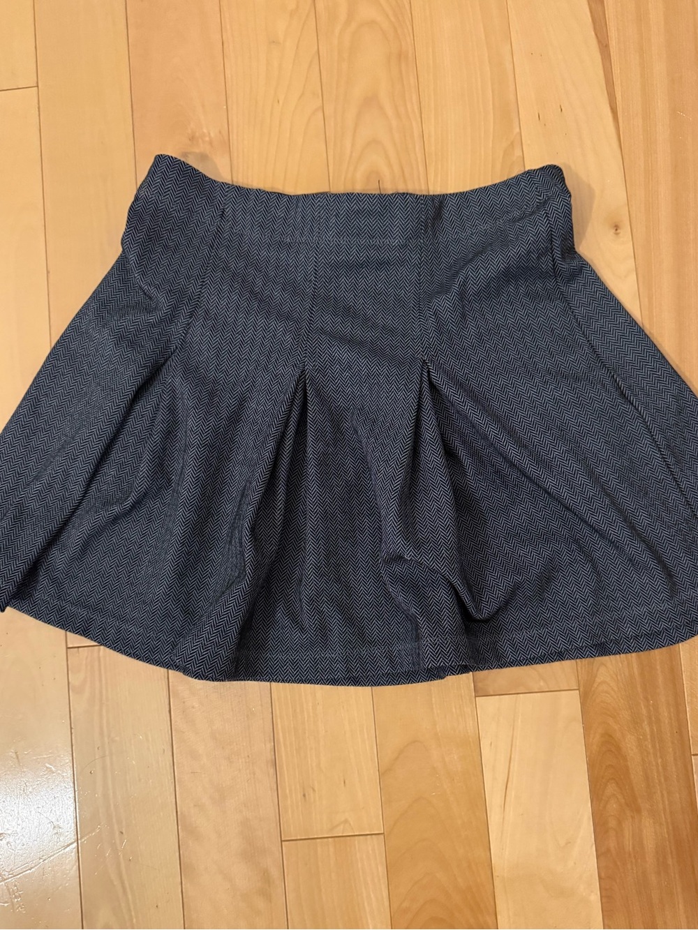 Max Studio Navy Herringbone Skater Skirt